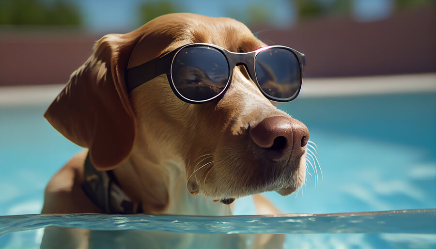 oververhitting hond in zwembad