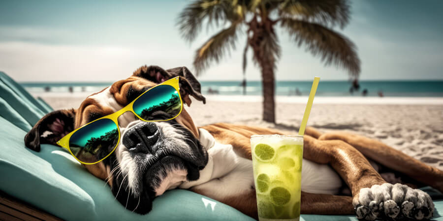 hond op vakantie boxer